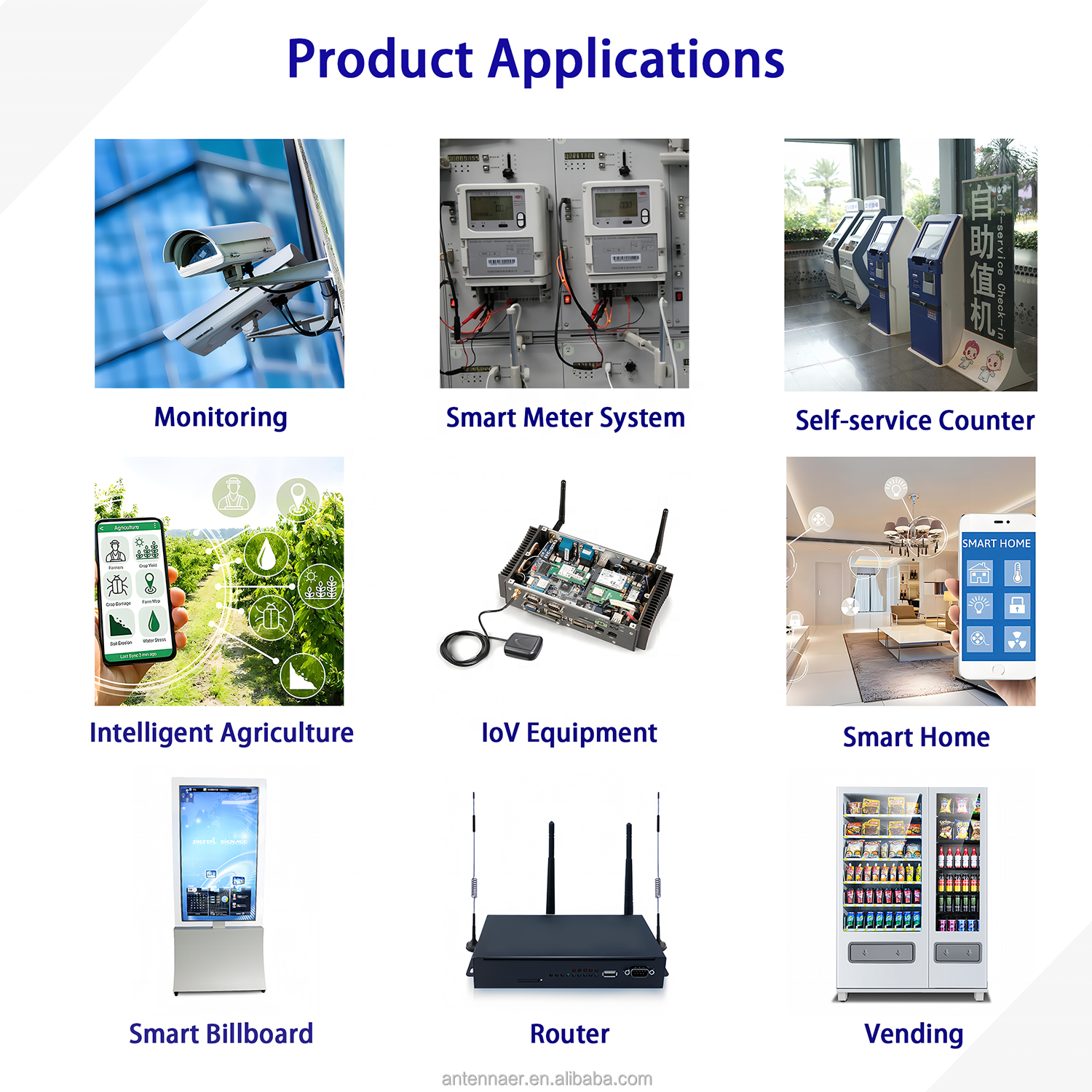 IP67 LoRa Antenna 433/868/915MHz 3-12Dbi Vertical Polarized Omnidirectional Outdoor Communication Antenna