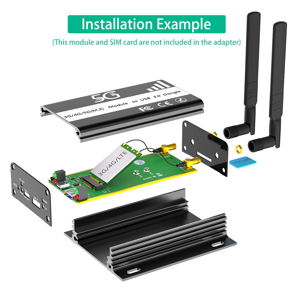 Новая версия NGFF(M.2) клавиатура B на USB 3.0 Адаптер с картой Слот и дополнительное питание для 3G / 4G / 5G Модуль