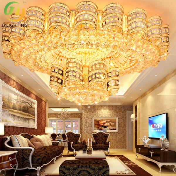 JYLIGHTING Lustre Européen de Luxe en Cristal Doré à LED pour Salons et Entrées, Lampe Suspendue