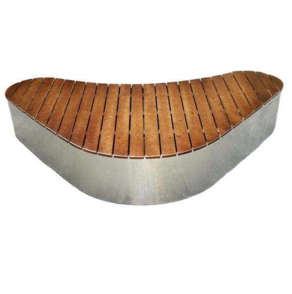 Outdoor Heart-Shaped Solid Wood Bench Garden Metal Frame Bench