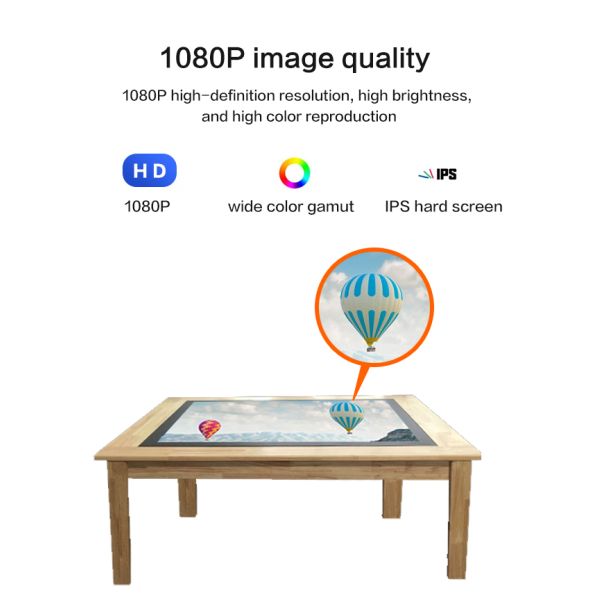 43 Inch Smart Wireless Charging Android System Smart Coffee Table Touch Screen with Cutsomized Color Bar LED Design