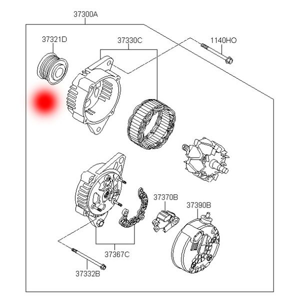 OEM 37322-2F000 373222F001 ALTERNATOR FREEWHEEL CLUTCH для гигантского Санты