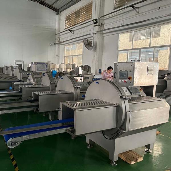 Industrial Meat Slicer and Chop Cutter Machine to Cutting Frozen Beef with Outfeed Conveyor