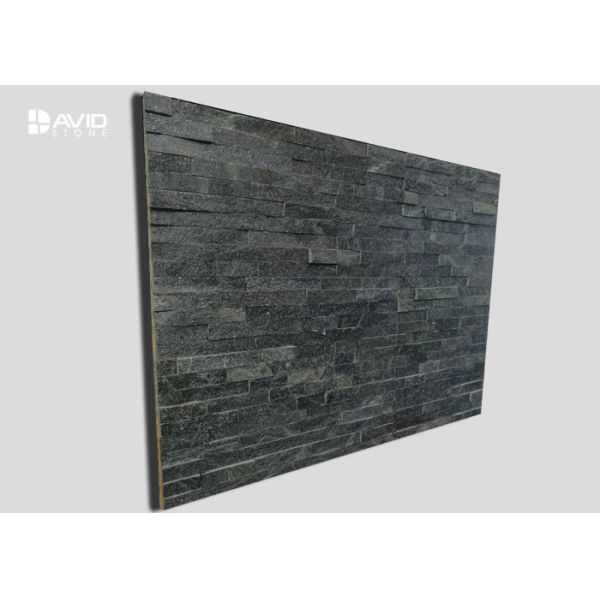 Black Quartz Cultured Stone Wall Panels Light Weight 10-20mm Thickness