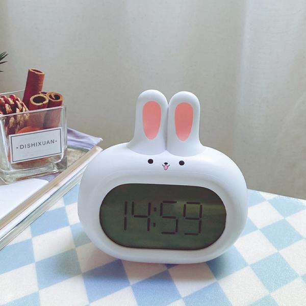 Modern Sleep Rabbit Alarm Clock Kids Sleep Trainer With Night Light Sound Machine And Funny