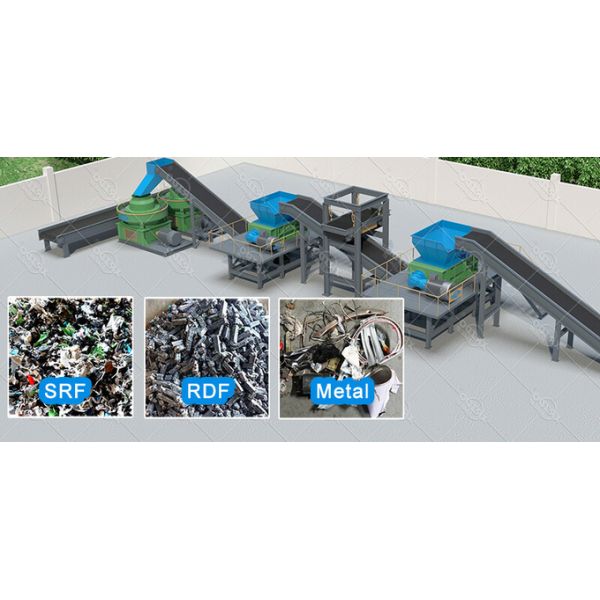 MSW Shredder Garbage Crusher Solid Waste Shredder Waste To Energy Machine RDF/SRF Plant