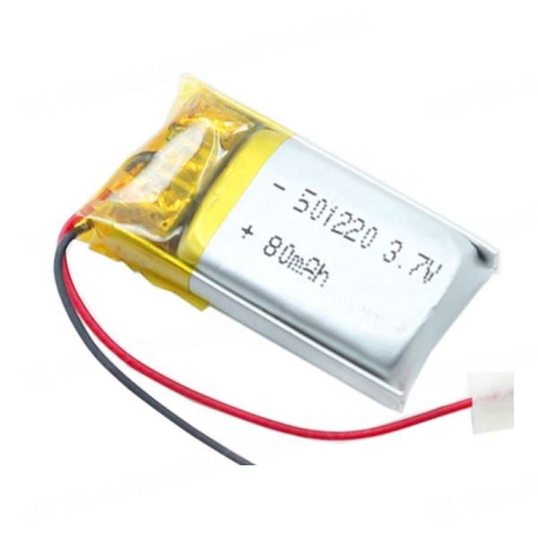 80mAh 501220 3.7V KC Polymer Lithium Battery With Wire PCM Connector for TWS Earbuds and Smart Devices