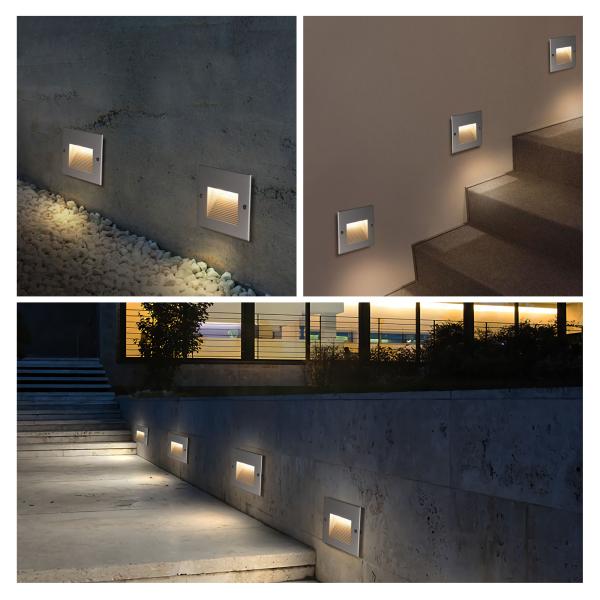 AC100~240V Stair Step Lights LED 6W COB Recessed IP65 120*120mm For Corridor LED Wall Corner Light