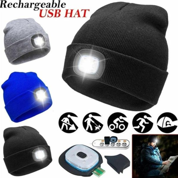 Factory Price LED Lighted Beanie Cap Hip Hop Men Knit Hat Winter Warm Hunting Camping Running Hat Gifts For Woman Man