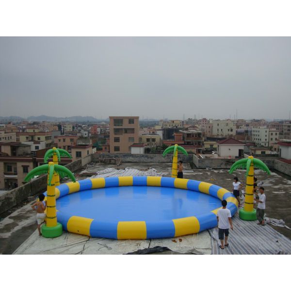 10m Diamter Round Inflatable Kids Pool with Palm Trees