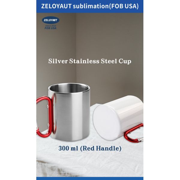 Direct Factory Sale Stainless Steel Sublimation Mug with Gradient Design Red Handle for Promotional & Business Gifts