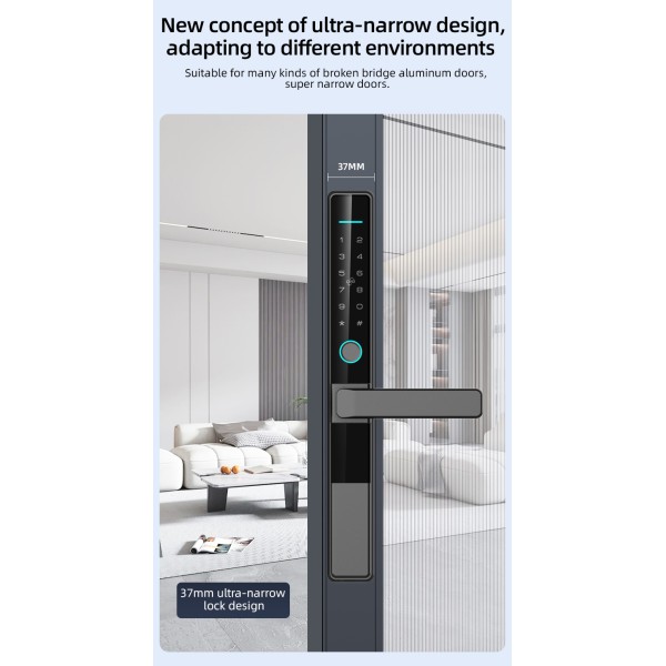 Double Sided Fingerprint Ip65 Waterproof TUYA Application Peephole Remote Door Lock Fingerprint Code Card Key Smart Door Locks