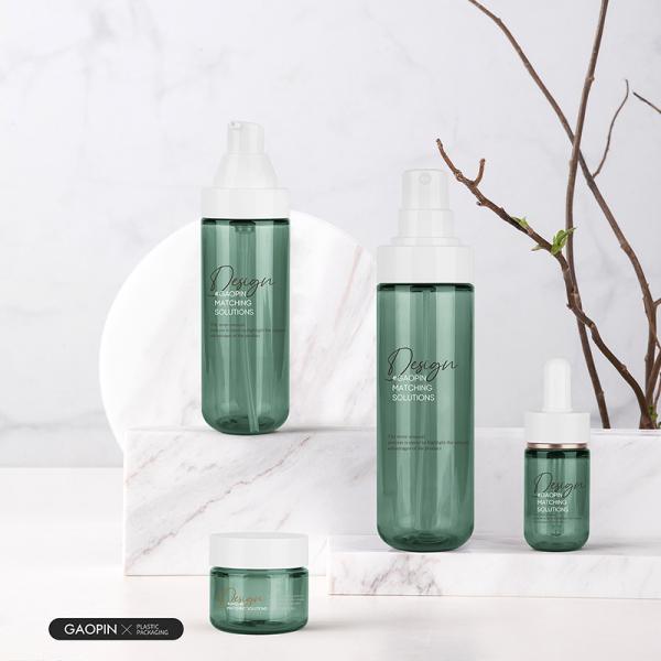 Green PET Empty Lotion Bottle SGS Approved Cosmetic Plastic Bottle Customizable Skincare Packaging