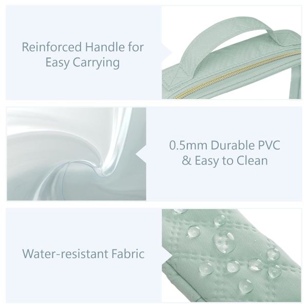 Shockproof And Durable Clear Green Cosmetic Bags With Handle