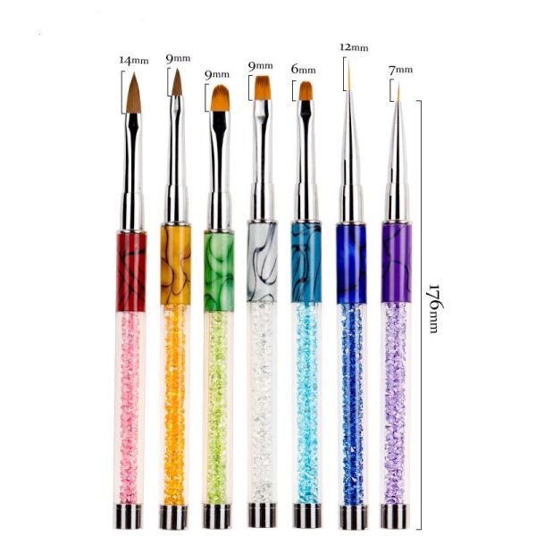 Macaron Nylon Nail Painting Brush Crystal Uv Gel Rhinestones Nail Drill Pen