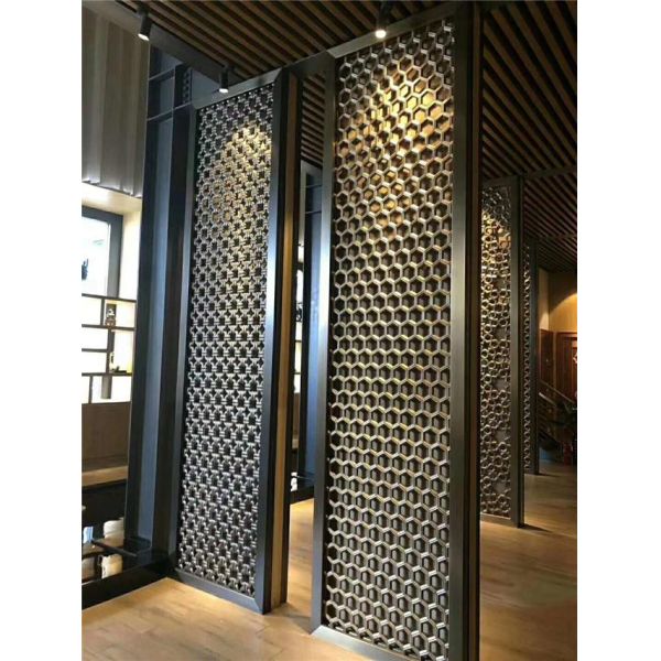 Interior Decoration Space Partition Metal Screen Artwork Plating Gold