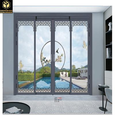 White Aluminum Sliding Glass Door Insulated Glass Aluminium Glazed Sliding Doors Thermal Insulation