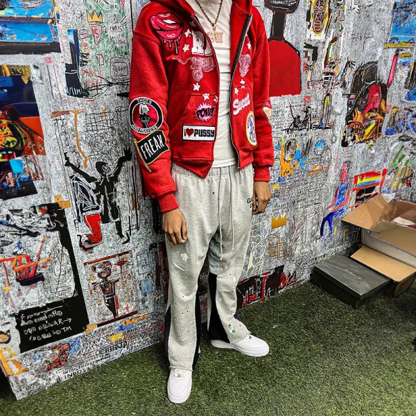 Camiseta con cierre de cerradura con bordado de aplicación para hombres de 200 gramos a 500 gramos