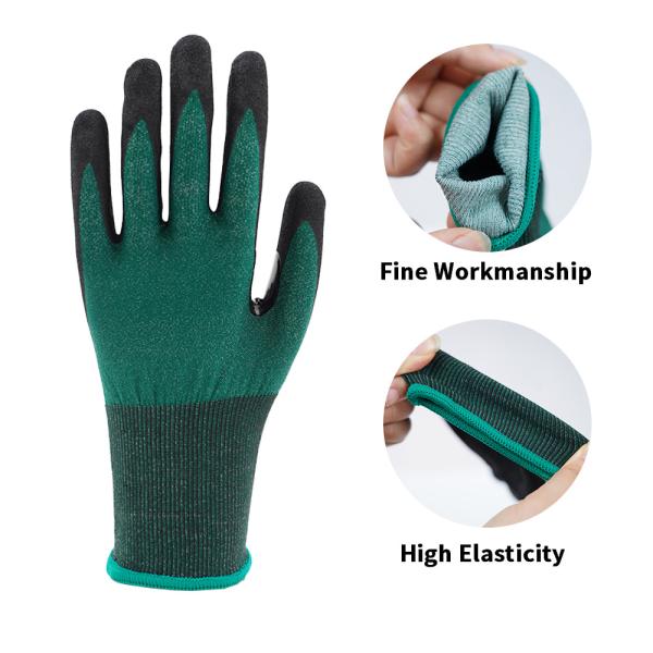 A2 Cut-Resistant Abrasion-Resistant Safety Gloves Lightweight Flexible Fit Sandy Nitrile Coating