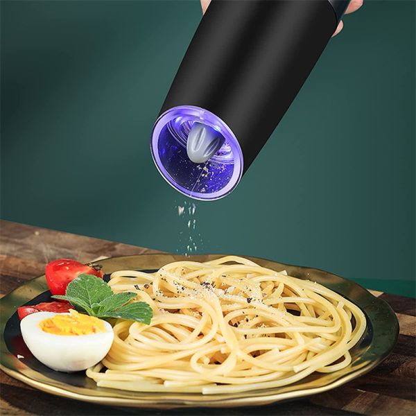 Sustainable Kitchen Spice Salt Grinder with Blue Light Electric Salt Pepper Grinder Set
