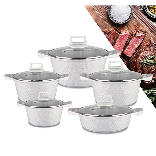 Multifunction 10pcs Black / White Cooking Pot Set Aluminum Non Stick