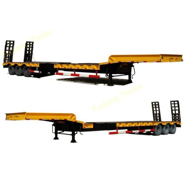 3 Axles Warranty Extendable Lowboy Trailer High Strength Steel Material