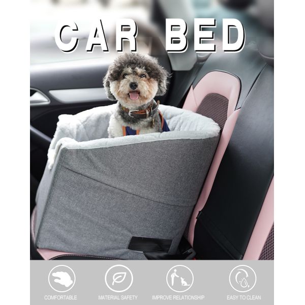 Luxury Pet Bed Foldable Grey Front Dog Car Seat Travel