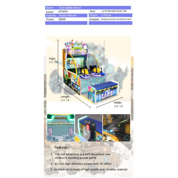 EPARK 42 inch Tank Battle video games Coin Operated Games arcade lottery games machines for sale