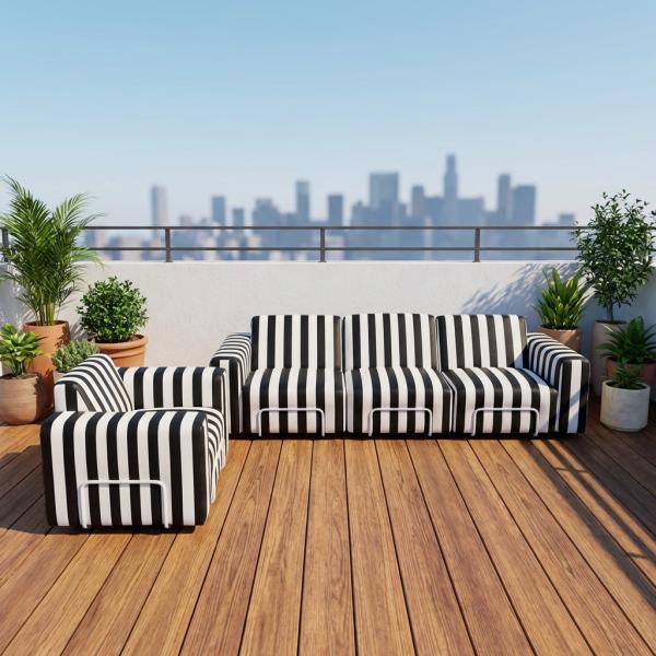 Modern Design Outdoor Garden Sofa Set Steel Frame Eco-Friendly Weatherproof Fabric for Patio Home Villa Courtyard Hotel Use
