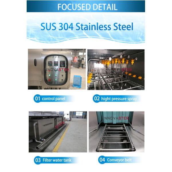 SUS304 Stainless Steel Automatic Plastic Crates Washing Machine for Customized Cleaning