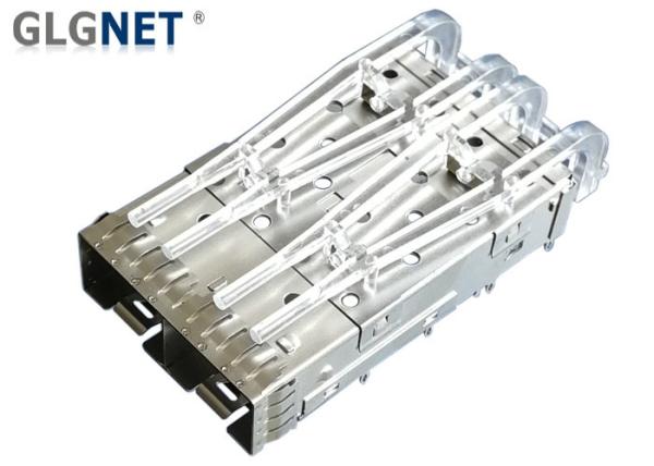 Copper Alloy SFP Cage Connector 2 Ports EMI Shield 10G Ethernet Applied With Light Pipes