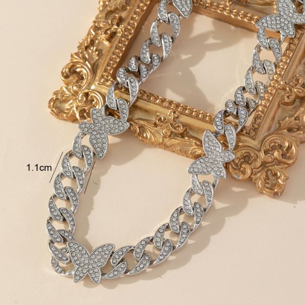 Fashion Hip Hop Butterfly Link Necklace Hiphop Cuban Chain Necklace For Women Men Gifts