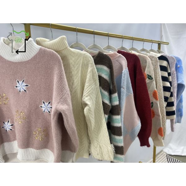 Comfortable Second Hand Pullover Sweater Warm Winter Fashion Hoodless Overcoat Wholesale