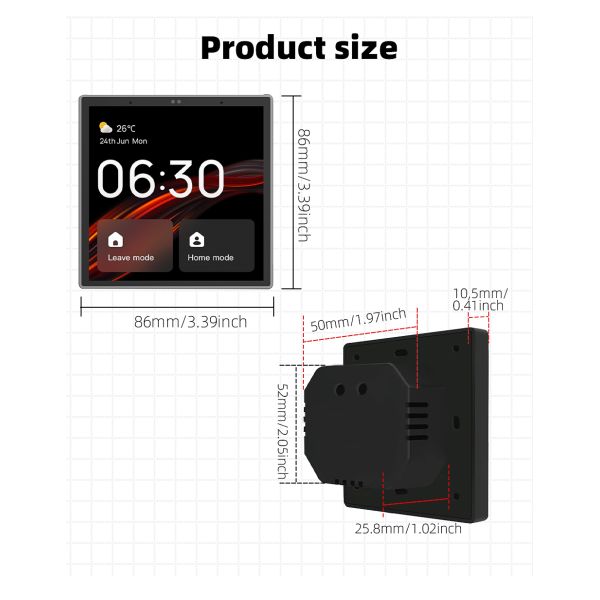 HD Multi Touch Smart Home Control Panel ZigBee Touch Screen 4 Inch 240V