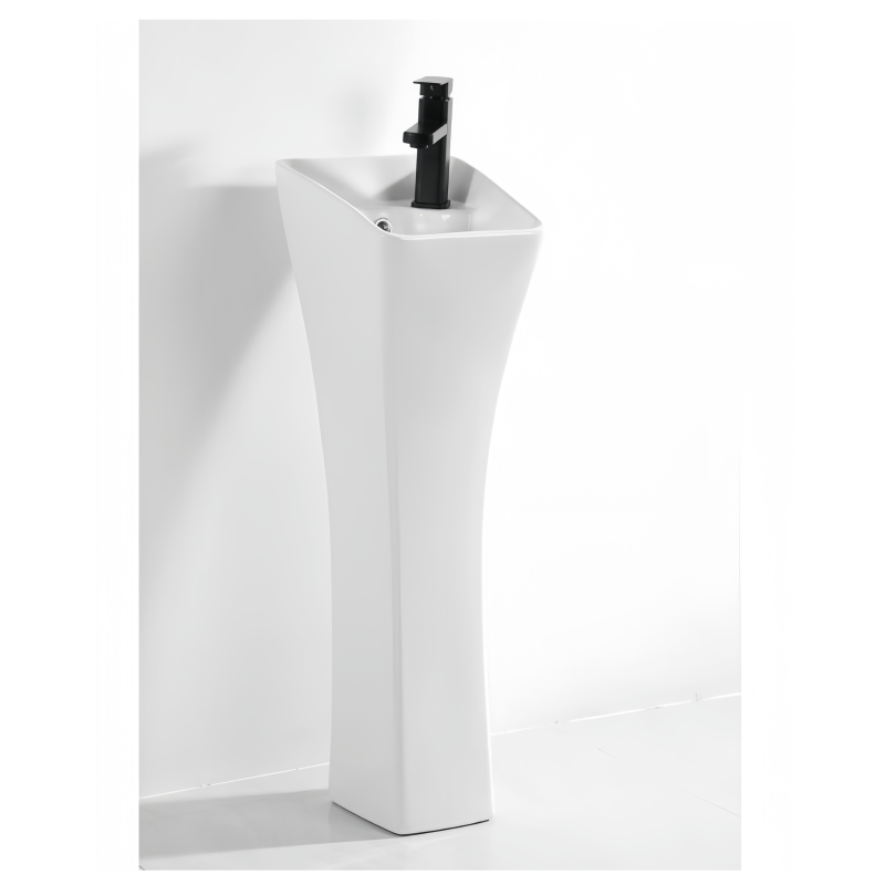 Decorative Pedestal Sink for Bathroom 680x370x830mm Dual-Flush Ceramic Basin Pedestal