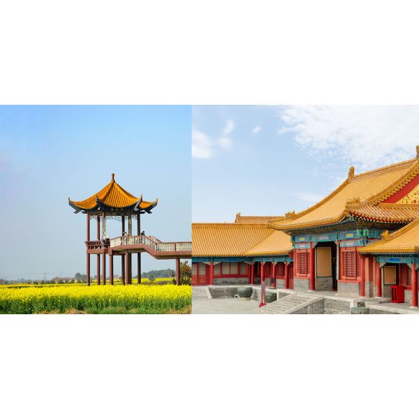 180x110mm Chinese Ceramic Tiles In Wooden Temple Building
