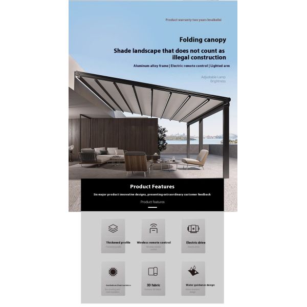Custom DIY Motorized Aluminum Pergola Cover Patio Roof with Automatic Louvered and Screens Canvas Fabric Zip for Pavilion