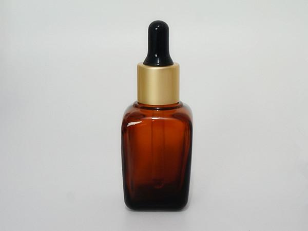 ES-A313 amber square glass bottle & bulb glass dropper pipettes/closures/assemblies