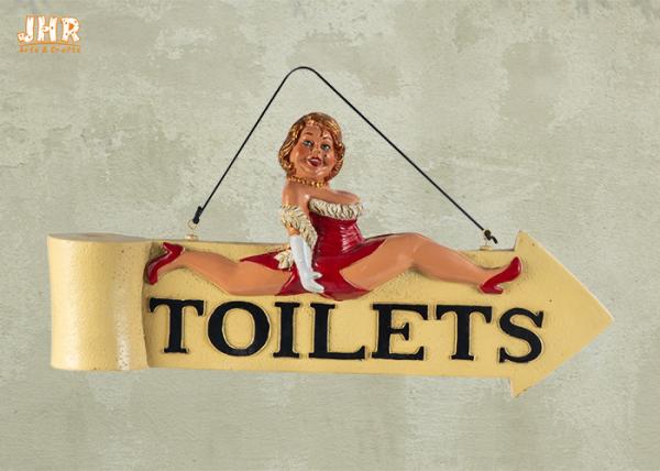 Funny Fat Lady Toilet Direction Signs Decorative Polyresin Figurine Wall Hanging Sign