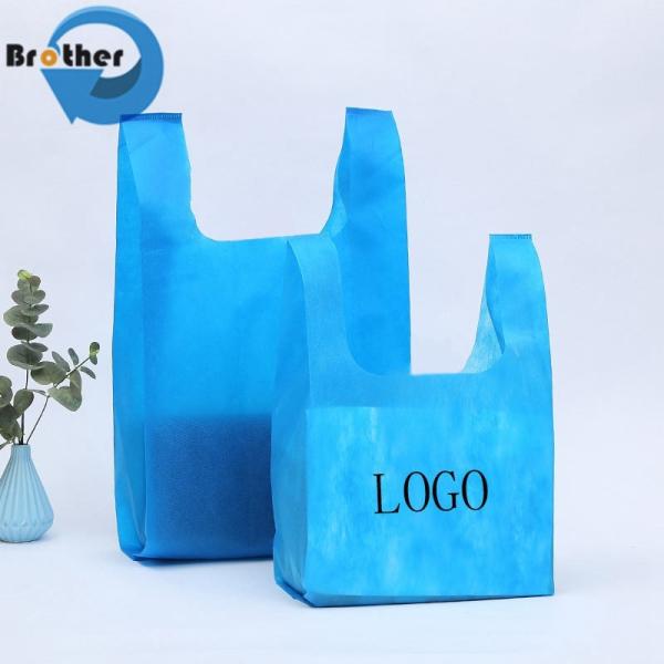 Custom Recycle Eco PP Spunbond T-Shirt Handle Reusable Nonwoven Vest Shopping Tote Non Woven Fabric Carry Bags