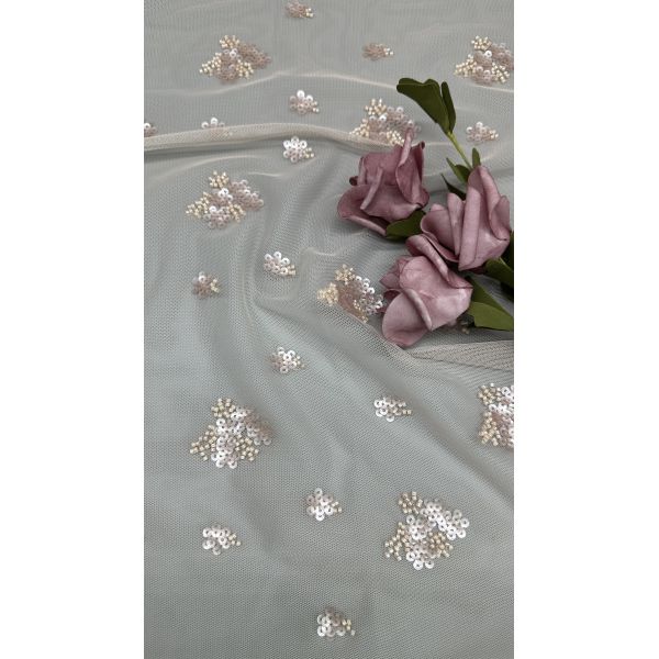 Luxury Sequin Beaded Embroidered Fabric Lace Fabric For Couture Occasion