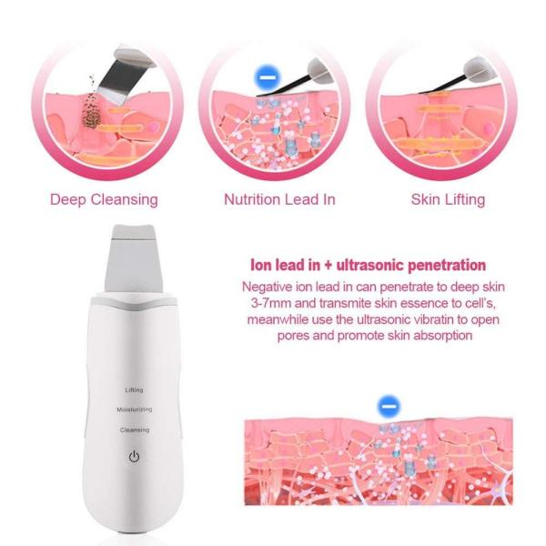 USB Charging Ultrasonic Spatula Professional Skin Scrubber Machine 1 Year Warranty
