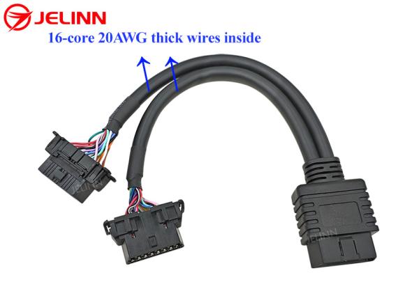 OBD2 Splitter Y Cable With 16-core 20AWG Thick Wires for Kia Hyundai Dodge Jeep Nissan Toyota Mitsubishi Suzuki Lexus Infiniti