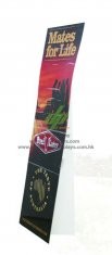 Customized standee display stand with gloss lamination manufacture