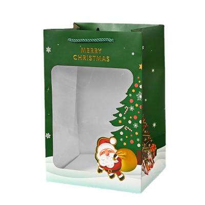 Encomenda personalizada aceita Saco de presente de Natal de papel ecológico com janela de PVC transparente