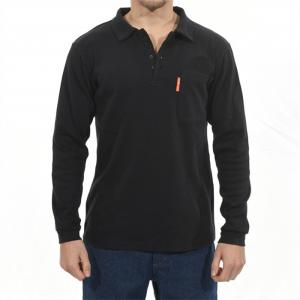 Full Sleeve FR Black Henley Shirt CFR Fire Resistant Welding Shirts