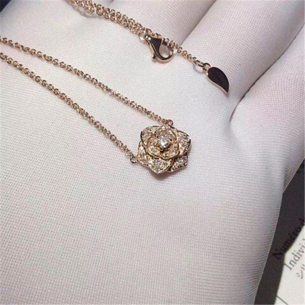 Luxury jewe factory Rose diamond  Necklace 18k gold  white gold yellow gold rose gold diamond Necklace