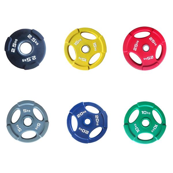 Gym Crossfit Professional 3 Grips Fitness Weight Plates PU Material
