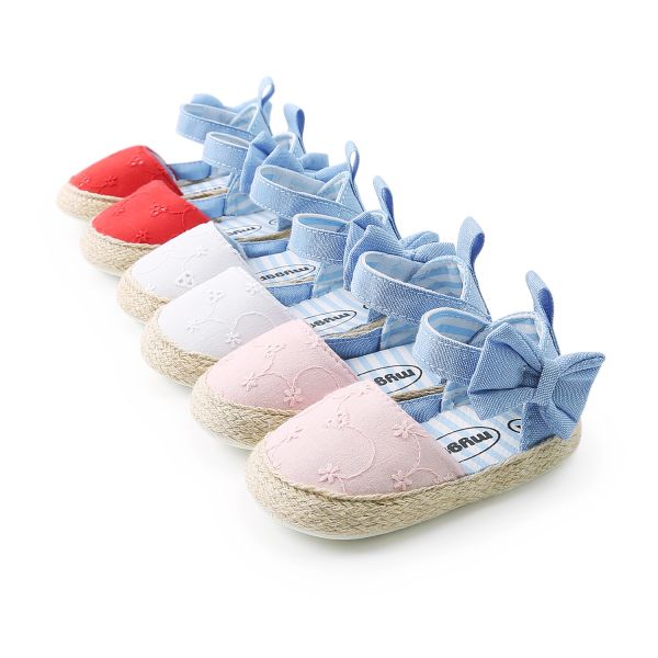 Hot sale Cotton fabric Bowknot lace princess soft sole toddler girl baby sandals