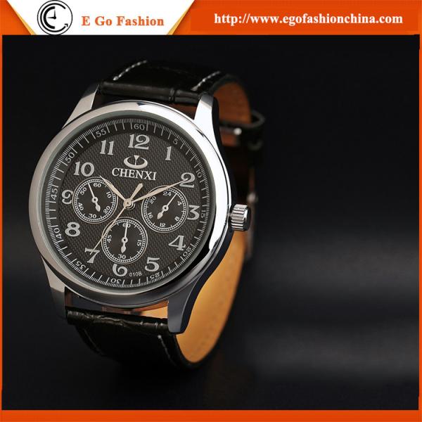 010B Fashion Jewelry Wholesale Stainless Steel Watches Leather Band Quartz Analog Watches